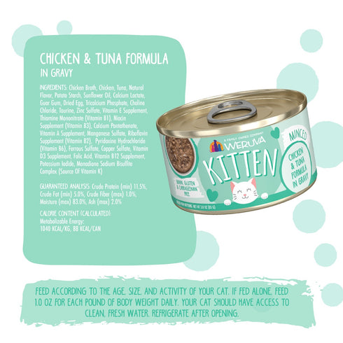 Weruva Kitten Chicken & Tuna Formula in Gravy Minced Wet Cat Food 3oz - Poudre Pet & Feed Supply 3